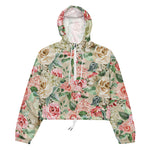 Women’s cropped windbreaker Cream blush Roses Spring Floral Summer Rose Women's Cropped Windbreaker