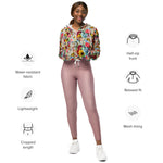 Women’s cropped windbreaker Colorful Vintage Floral Tissue Summer Rose Women's Cropped Windbreaker