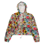 Women’s cropped windbreaker Colorful Vintage Floral Tissue Summer Rose Women's Cropped Windbreaker