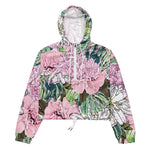 Women’s cropped windbreaker Cute Girly Blush Pink and White Floral Summer Rose Women's Cropped Windbreaker