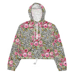 Women’s cropped windbreaker Elegant Leopard and Rose Floral Summer Rose Women's Cropped Windbreaker