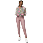 Women’s cropped windbreaker Elegant Leopard and Rose Floral Summer Rose Women's Cropped Windbreaker