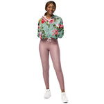 Women’s cropped windbreaker Elegant Modern Floral Summer Rose Women's Cropped Windbreaker