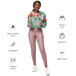 Women’s cropped windbreaker Elegant Modern Floral Summer Rose Women's Cropped Windbreaker