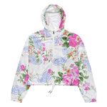 Women’s cropped windbreaker Elegant Pink Roses Watercolor Floral Pattern Summer Rose Women's Cropped Windbreaker