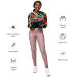Women’s cropped windbreaker Elegant Pink watercolor Floral Bouquet Summer Rose Women's Cropped Windbreaker
