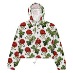 Women’s cropped windbreaker Elegant Red Roses Floral Flowers Summer Rose Women's Cropped Windbreaker