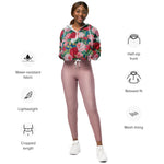 Women’s cropped windbreaker Elegant Victorian Watercolor Red and Pink Roses Summer Rose Women's Cropped Windbreaker