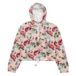 Women’s cropped windbreaker Floral Pattern Flower with Butterfly Summer Rose Women's Cropped Windbreaker