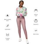 Women’s cropped windbreaker Floral Pattern Flower Summer Rose Women's Cropped Windbreaker