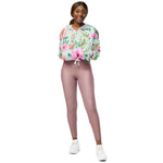 Women’s cropped windbreaker Floral Pattern Flower Summer Rose Women's Cropped Windbreaker