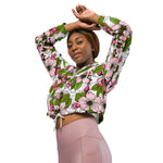 Women’s cropped windbreaker Apple Blossoms Wild Flower and Bees Summer Rose Women's Cropped Windbreaker Jacket