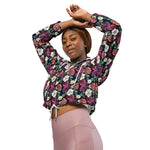 Women’s cropped windbreaker Beautiful Floral Flowers Pattern Summer Rose Women's Cropped Windbreaker