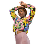 Women’s cropped windbreaker Beautiful Summer Flowers with Roses Floral Summer Rose Women's Cropped Windbreaker