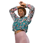 Women’s cropped windbreaker Chickadees in the Wild Rose Summer Rose Women's Cropped Windbreaker