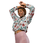 Women’s cropped windbreaker Christmas Roses Berries Floral Summer Rose Women's Cropped Windbreaker