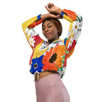 Women’s cropped windbreaker Colorful Spring Floral Summer Rose Women's Cropped Windbreaker