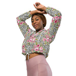Women’s cropped windbreaker Elegant Leopard and Rose Floral Summer Rose Women's Cropped Windbreaker