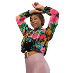 Women’s cropped windbreaker Elegant Pink watercolor Floral Bouquet Summer Rose Women's Cropped Windbreaker