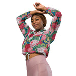 Women’s cropped windbreaker Elegant Victorian Watercolor Red and Pink Roses Summer Rose Women's Cropped Windbreaker