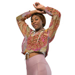 Women’s cropped windbreaker Field of Roses Gold Highlights Summer Rose Women's Cropped Windbreaker