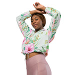Women’s cropped windbreaker Floral Pattern Flower Summer Rose Women's Cropped Windbreaker