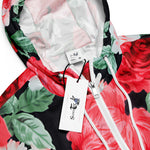 Women’s cropped windbreaker Beautiful Red Roses Garden Vintage Summer Rose Women's Cropped Windbreaker
