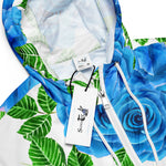 Women’s cropped windbreaker Blue roses watercolor Summer Rose Women's Cropped Windbreaker