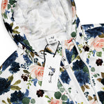 Women’s cropped windbreaker Blush Rose Pink Navy Blue Bouquet Summer Rose Women's Cropped Windbreaker
