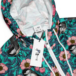 Women’s cropped windbreaker Chickadees in The Wild Rose Pink and Blue Summer Rose Women's Cropped Windbreaker