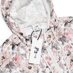 Women’s cropped windbreaker Classic Pink & Gray Pattern Flowers Summer Rose Women's Cropped Windbreaker