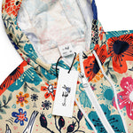 Women’s cropped windbreaker Colorful Blooming Flowers and Flying Birds Summer Rose Women's Cropped Windbreaker