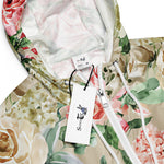 Women’s cropped windbreaker Cream blush Roses Spring Floral Summer Rose Women's Cropped Windbreaker