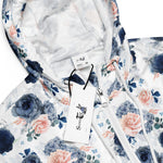 Women’s cropped windbreaker Dusty Blue and Blush Pink Flowers Summer Rose Women's Cropped Windbreaker