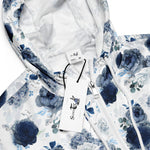 Women’s cropped windbreaker Dusty Blue and Navy Blue Flowers Summer Rose Women's Cropped Windbreaker