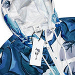 Women’s cropped windbreaker Elegant Modern Floral Blue Summer Rose Women's Cropped Windbreaker Jacket