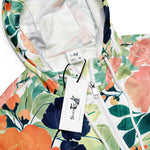 Women’s cropped windbreaker Elegant Pink Blue & Orange Rose Floral Watercolor Summer Rose Women's Cropped Windbreaker