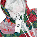 Women’s cropped windbreaker Elegant Victorian Watercolor Red and Pink Roses Summer Rose Women's Cropped Windbreaker