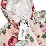 Women’s cropped windbreaker Floral Pattern Flower with Butterfly Summer Rose Women's Cropped Windbreaker