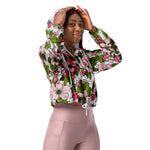 Women’s cropped windbreaker Apple Blossoms Wild Flower and Bees Summer Rose Women's Cropped Windbreaker Jacket