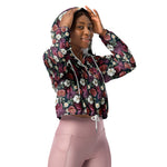 Women’s cropped windbreaker Beautiful Floral Flowers Pattern Summer Rose Women's Cropped Windbreaker