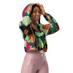 Women’s cropped windbreaker Beautiful Floral pretty Roses Garden Summer Rose Women's Cropped Windbreaker