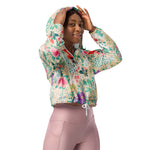 Women’s cropped windbreaker Beautiful Pink Roses Floral Summer Rose Women's Cropped Windbreaker