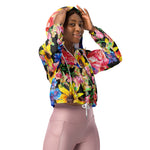 Women’s cropped windbreaker Beautiful Summer Flowers with Roses Floral Summer Rose Women's Cropped Windbreaker