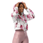 Women’s cropped windbreaker Blush Pink Romantic Watercolor Roses Summer Rose Women's Cropped Windbreaker