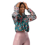 Women’s cropped windbreaker Chickadees in the Wild Rose Summer Rose Women's Cropped Windbreaker