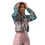 Women’s cropped windbreaker Chickadees in the Wild Rose Summer Rose Women's Cropped Windbreaker