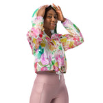 Women’s cropped windbreaker Classy Watercolor Rose Floral Summer Rose Women's Cropped Windbreaker