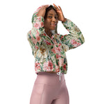 Women’s cropped windbreaker Cream blush Roses Spring Floral Summer Rose Women's Cropped Windbreaker