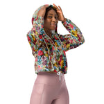 Women’s cropped windbreaker Colorful Vintage Floral Tissue Summer Rose Women's Cropped Windbreaker